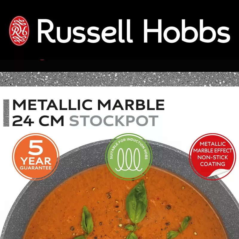 Kepimo puodas Russell Hobbs RH02809EU7 24 cm Metallic Marble, sunkiųjų sąlygų virimo puodas