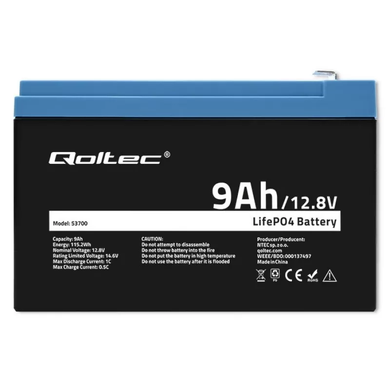 baterija LiFePO4 Lithium Iron Phosphate 12.8V 9Ah 115.2Wh