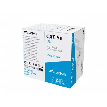 LAN kabelis LANBERG LCU5-12CU-0100-S UTP Cat.5E 100 m pilkas