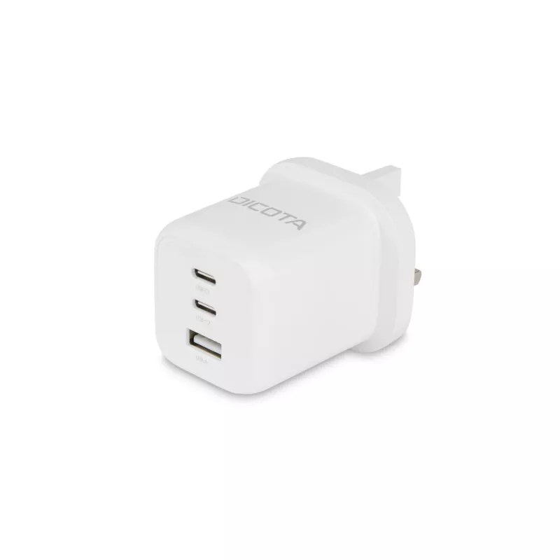Dicota maitinimo šaltinis - kompaktiškas, GaN - 65 W - 5 A - PD 3.0 - 3 išvesties prievadai (2 x USB-C, USB)