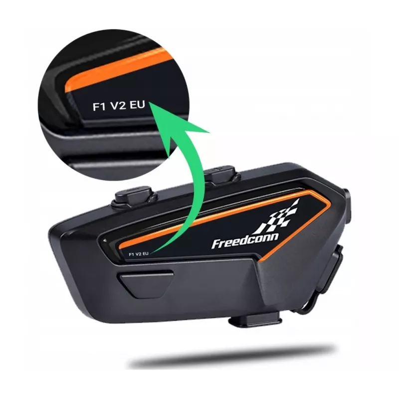 Ausinės „FreedConn F1 V2 EU“ — „Bluetooth 5.2“, IP65, 1100 mAh baterija, iki 48 val. pokalbio laiko, FM radijas, mikrofonas, spaustukas