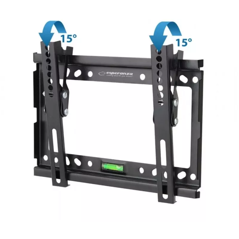 Sieninis TV laikiklis ESPERANZA ERW010 14 colių–50 colių (35.6–127 cm), pakreipimas 15°, VESA 75x75–200x200, maks. apkrova 25 kg, juodas