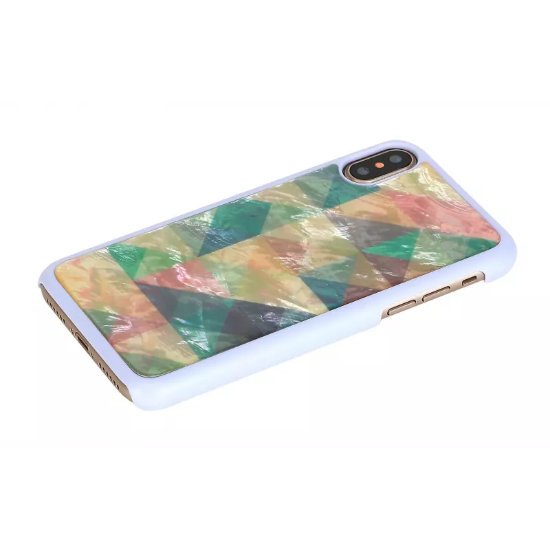 Apsauginis išmaniojo telefono dėklas iKins, skirtas iPhone XS/S, mozaikinis baltas – kietas galinis dangtelis, dekoratyvus mozaikos raštas