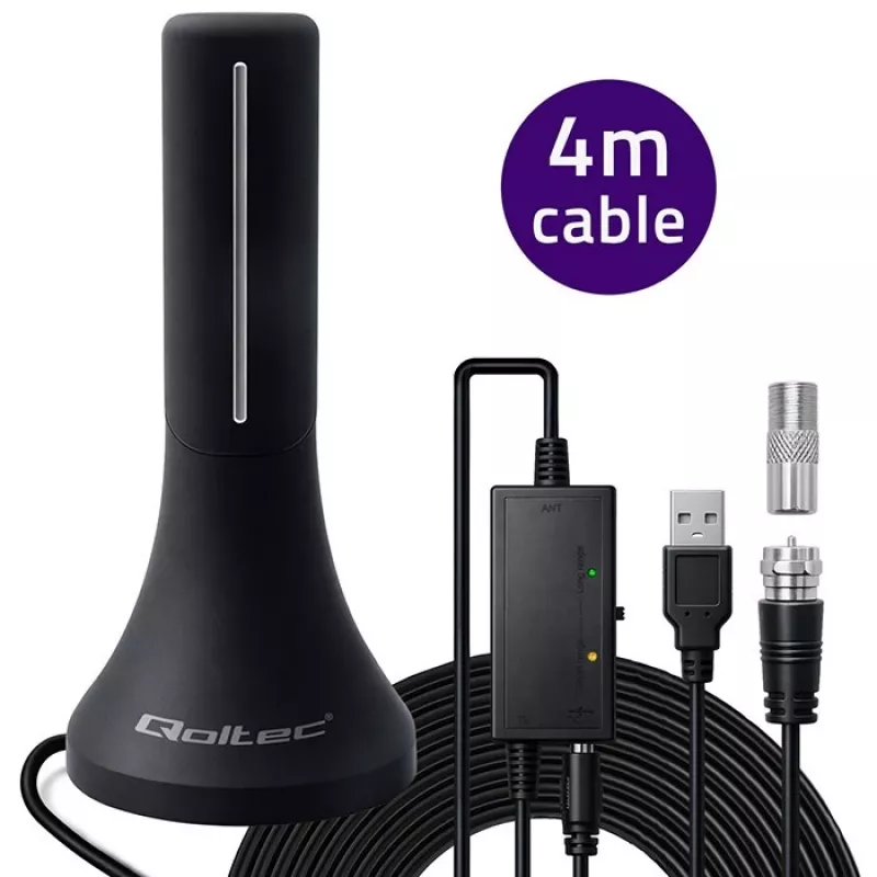 Televizijos antena QOLTEC TV DVB-T/T2 Qoltec (vidaus/lauko) modelis 57065