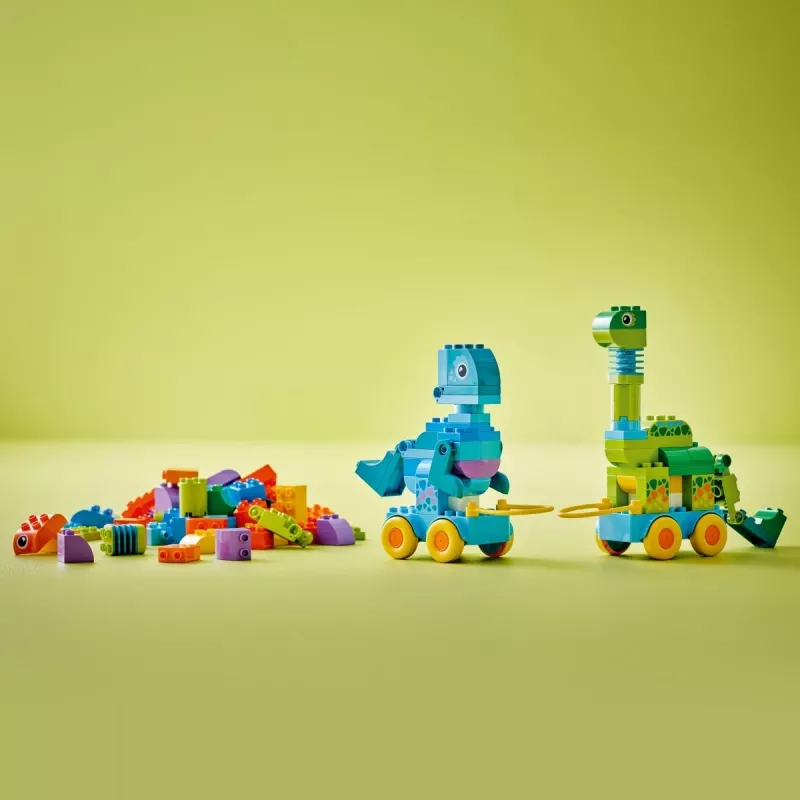Konstrukcinis žaislas LEGO DUPLO 10451 Dinozaurai ant ratų, „3 viename“ rinkinys, 108 dalys, amžius 3+, aukštis 220 mm