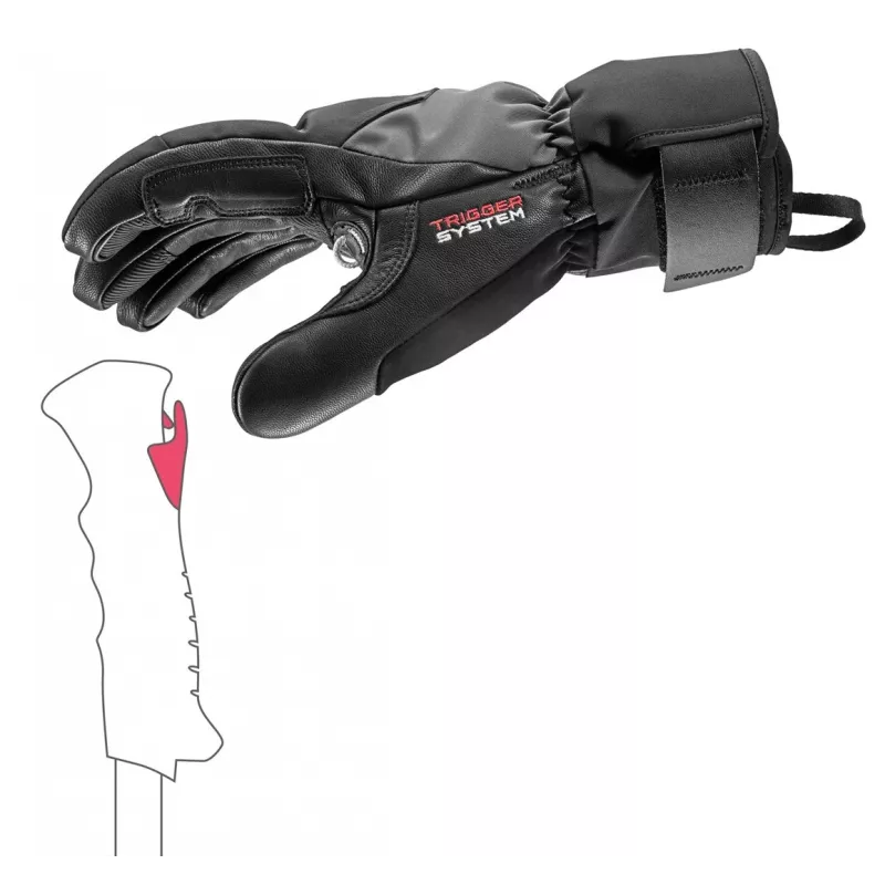 Slidinėjimo pirštinės Leki Hevon Thermo 3D — izoliuotos unisex žieminės pirštinės, dydis 9, juodos, Velcro užsegimas