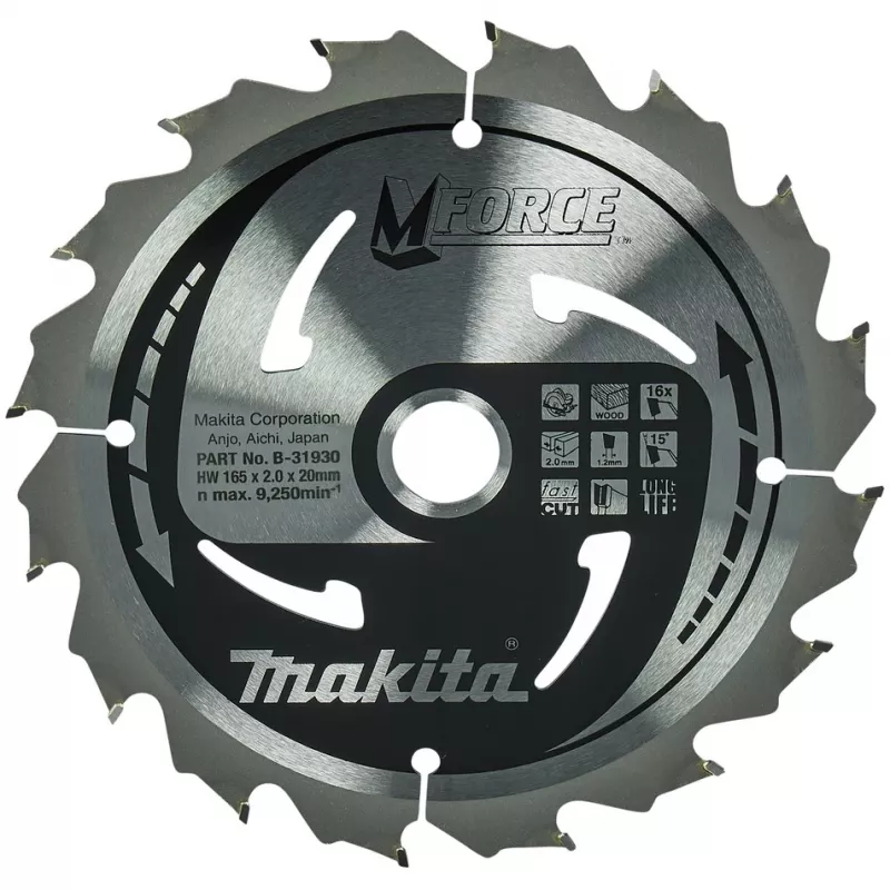 Makita M-Force – diskinis pjūklo diskas – medžiui – 165 mm – 16 dantų (B-31930)