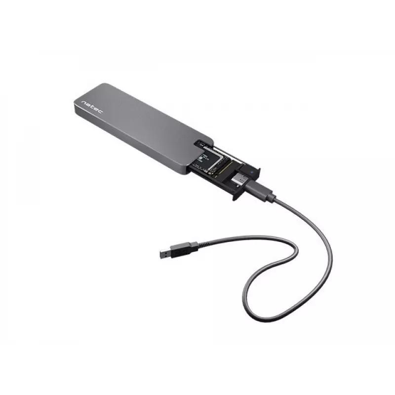 SSD korpusas NATEC Rhino M.2 NVMe juodas 2 TB USB Type-C, M.2 NVMe, USB 3.1 Gen 2, palaiko 30 mm