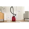Dulkių siurblys Bosch BGB 41RD3H — 600 W, 4 L dulkių maišelis, HEPA filtras, 11 m veikimo spindulys, teleskopinis vamzdis, raudonas