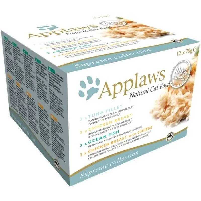 APPLAWS įvairovės pasirinkimo multipakuotė sultinyje - šlapias kačių ėdalas - 12x70g