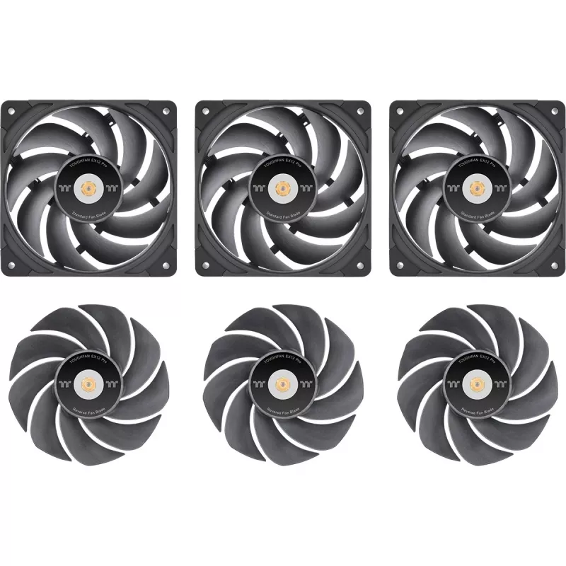 Thermaltake TOUGHFAN EX12 Pro Swappable Edition 120 mm korpuso ventiliatorius, 3 vnt. pakuotė, juodas