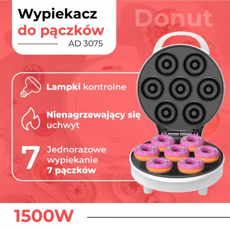 Adler spurgų keptuvė | AD 3075 | Spurgų keptuvė | 1500 W
