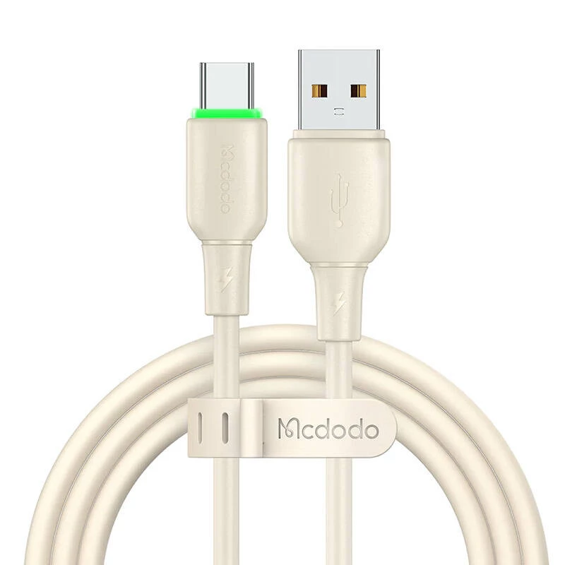 USB į USB-C laidas Mcdodo CA-4750 su LED lempute 1,2 m (smėlinis)