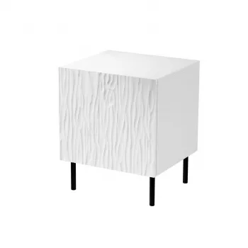 Naktinis staliukas Cama Meble JUNGLE 53,5×40,5×44 cm baltas matinis, MDF ir medžio drožlių plokštė, juodos kojelės, 2 vnt. rinkinys