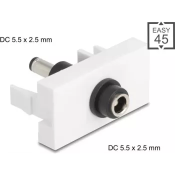 DC maitinimo prailginimo modulis DELOCK Easy 45 — DC 5,5×2,5 mm lizdas į DC 5,5×2,5 mm — modelis 90865