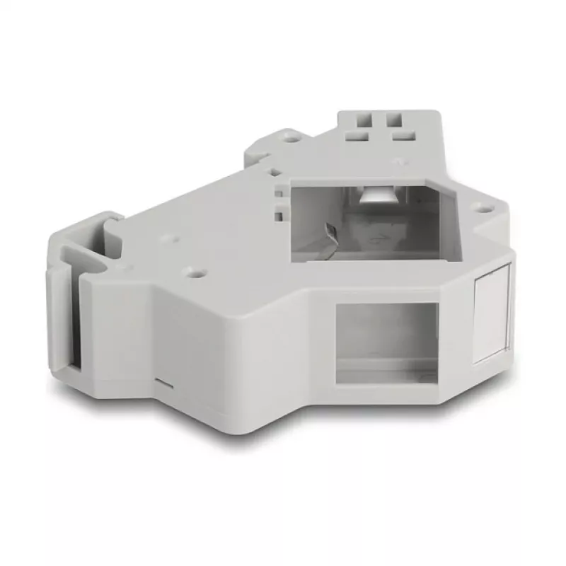 Snap-in Keystone Holder for DIN rail DELOCK 67043 — plastic, grounded, 60×88.2×21.5 mm, Pilka