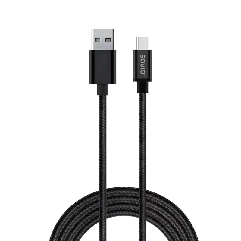 Savio CL-129 USB laidas 2 m USB 2.0 USB A USB C Juoda