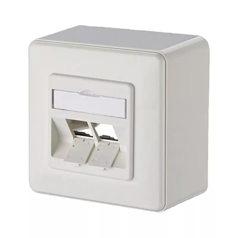 METZ CONNECT Keystone Connection Socket AP 2-Port, Unequipped, Pure White