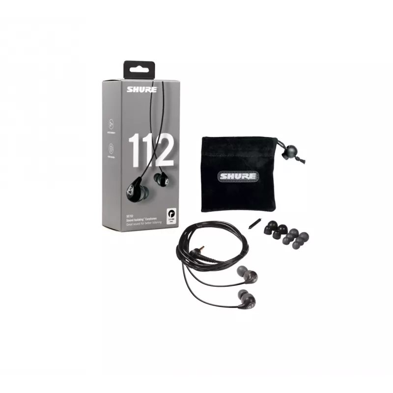 Shure SE112-GR laidinės ausinės į ausį, skirtos skambučiams/muzikai, juodos, pilkos
