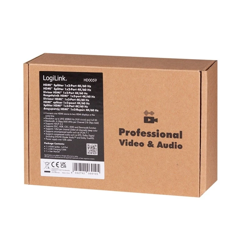 HDMI skirstytuvas 1x2, 4k/60Hz