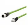 METZ CONNECT - Tinklo kabelis - M12 (4 kontaktų) (S) į RJ-45 (M) - 5,0 m - 6,5 mm - SF/FTP - CAT 5e - Be halogenų, Besipainiojantis, Suvyta viela, Traukimo grandinėlė, D koduotas - Žalias (142M1D15050)
