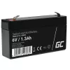 UPS baterija Green Cell AGM13, sandari švino rūgštinė VRLA 6 V 1,3 Ah, 290 g, juoda