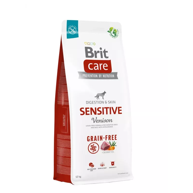 Sausas šunų maistas Brit Care Grain-Free Sensitive 12 kg — Bulvė ir elniena, Suaugę šunys, Jautrus skrandis, Be glitimo ir laktozės