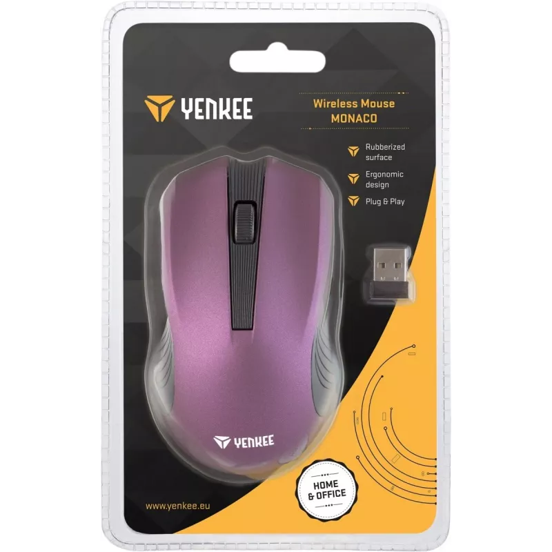 2.4 GHz optinė simetrinė belaidė pelė, 3 mygtukai, violetinė