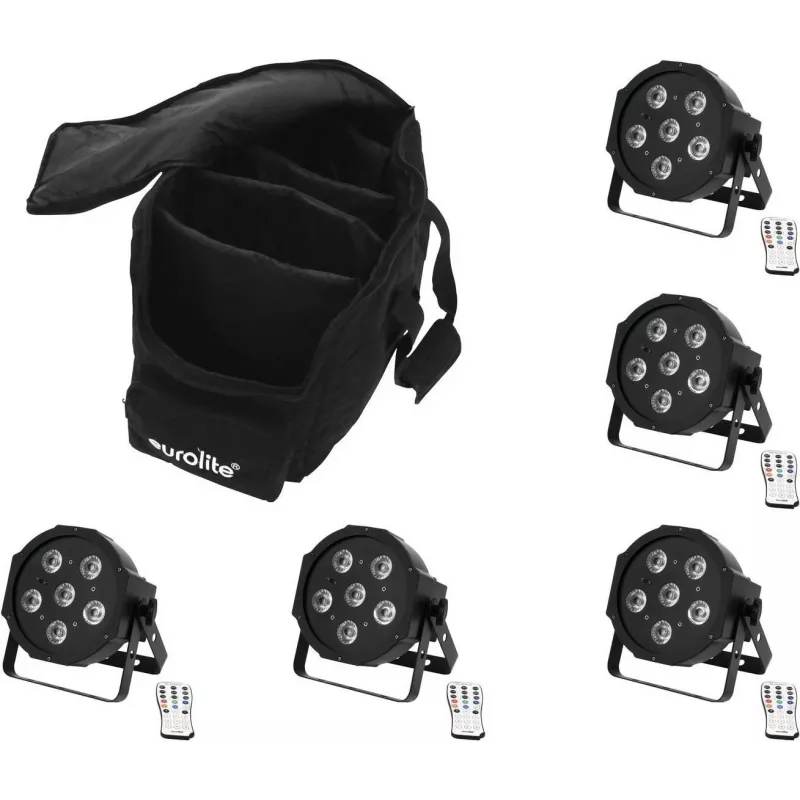 LED rinkinys EUROLITE SLS-603 5x su minkštu krepšiu — 5 dalių LED apšvietimo rinkinys