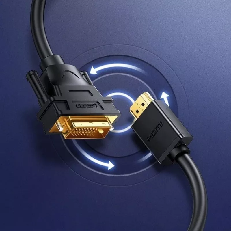 UGREEN DVI-HDMI adapterio laidas HD106 — DVI (kištukas) į HDMI (kištukas), 1,5 m, FHD 1080p / 3840×2160