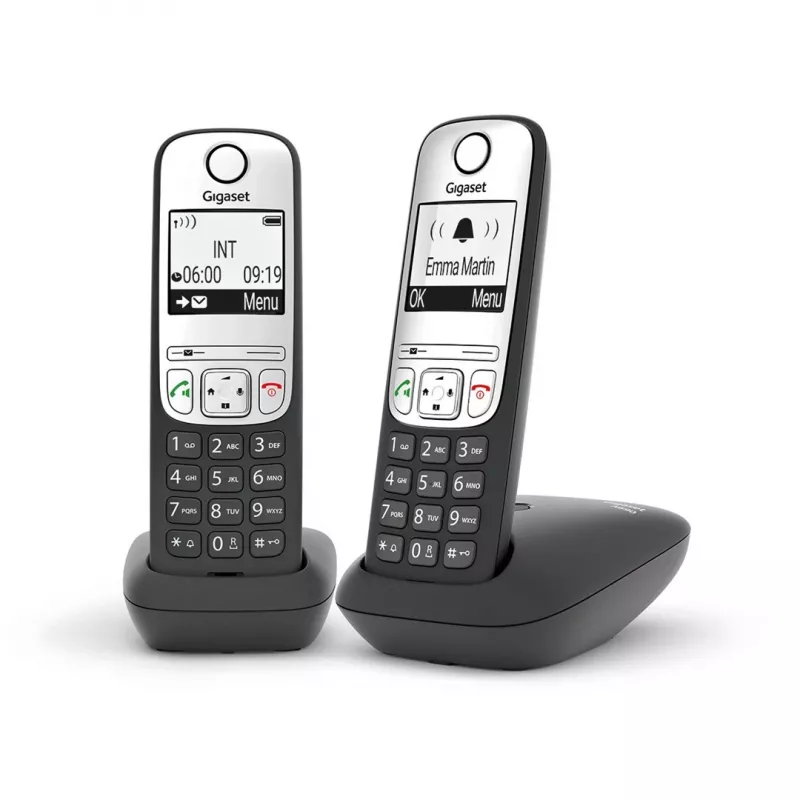 Gigaset A690 Duo Analoginis telefonas su skambintojo ID juodos, sidabrinės spalvos