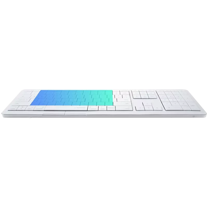 Belaidė klaviatūra CLEVETURA CLVX 1 Touch-On-Keys AI — ANSI US Mac išdėstymas, žirkliniai jungikliai, aliuminio korpusas, interaktyvus RGB