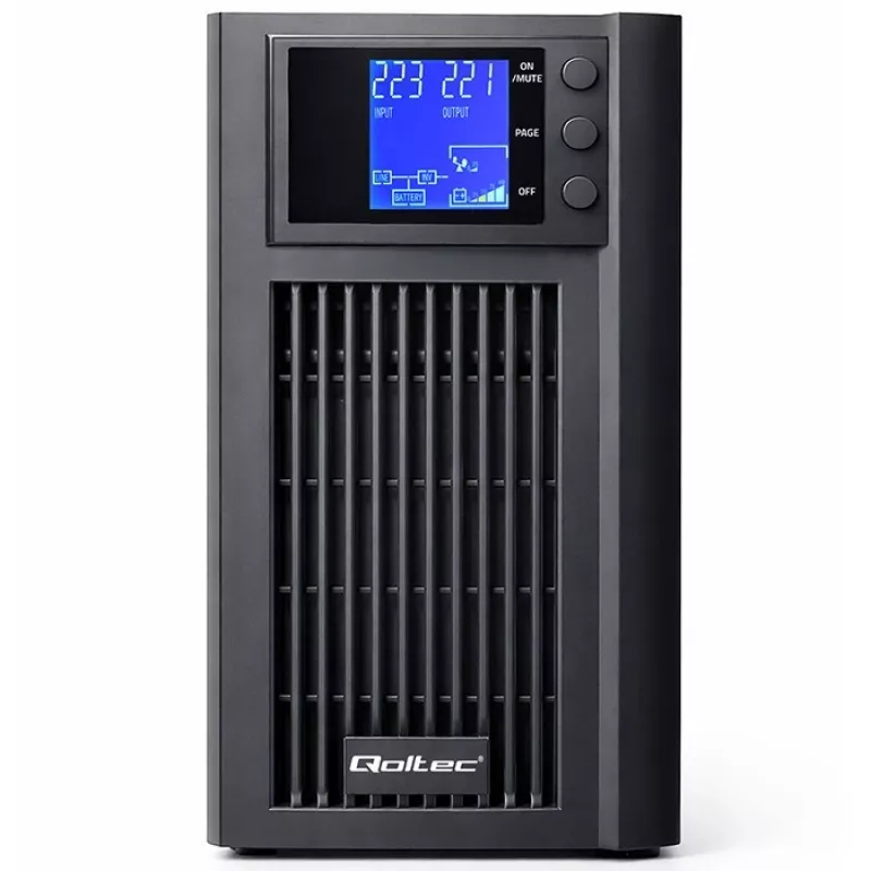 UPS QOLTEC Pure Sine Wave 2kVA 1600W su AVR ir LCD ekranu