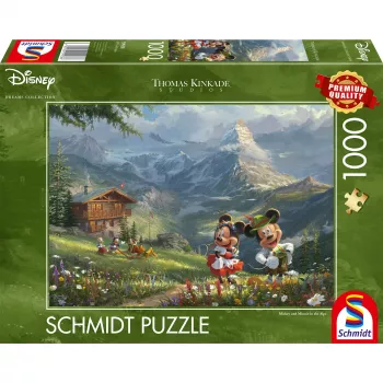 Thomas Kinkade Studios: Disney - Mickey & Minnie Alpėse, 1000 detalių dėlionė