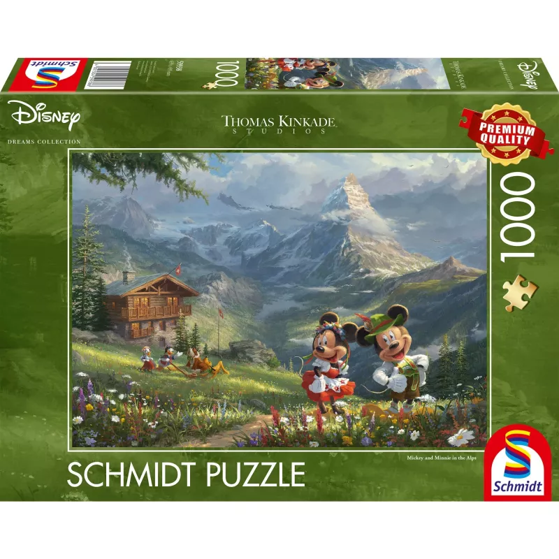 Thomas Kinkade Studios: Disney - Mickey & Minnie Alpėse, 1000 detalių dėlionė