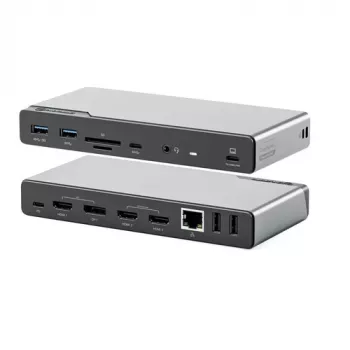ALOGIC DV4 - prijungimo stotelė - nešiojamiesiems kompiuteriams - USB-C / USB-A - 3 x HDMI, DP - 1GbE (DUCDV4)