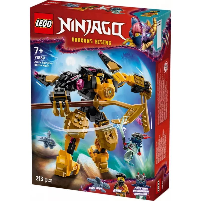 LEGO statybinis rinkinys NINJAGO 71839 Arino Spinjitzu mūšio mecha, 213 dalių, 2 mini figūrėlės, aukštis 160 mm
