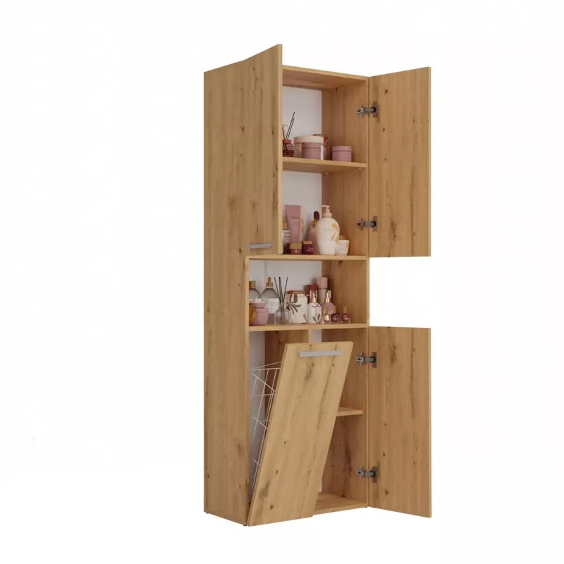 Vonios spintelė Top e shop NEL 1K DK ART KPL, ąžuolo spalvos rėmas, 600×300×1740 mm, 5 lentynos, pastatoma