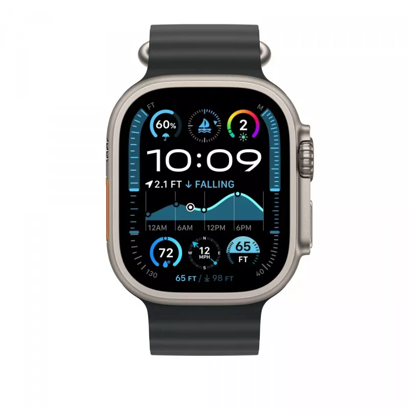 Dirželio prailginimas Apple 49mm juodas Ocean Band natūralaus titano apdaila