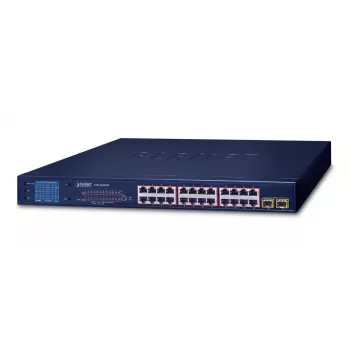 PLANET GSW-2620VHP - komutatorius - 24 x 10/100/1000 (PoE+) + 2 x Gigabit SFP - Stalinis, montuojamas stelažuose - PoE+ (GSW-2620VHP)
