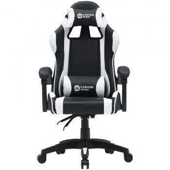 Žaidimų kėdė CANYON Core SGCH2 — juoda/baltos spalvos, ergonomiškas dizainas, reguliuojamas aukštis