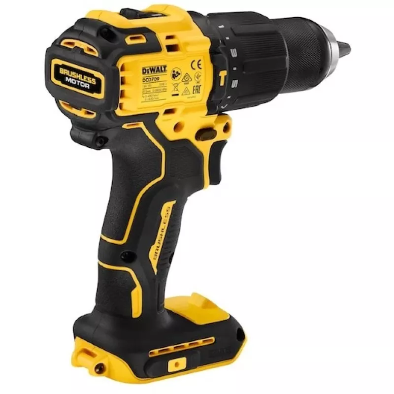 Belaidis grąžtas DeWALT DCD709N-XJ, bešepetėlis 18 V, 2 greičių, 1650 aps./min., 65 N·m, begriebis griebtuvas 1,5–13 mm, 1,2 kg