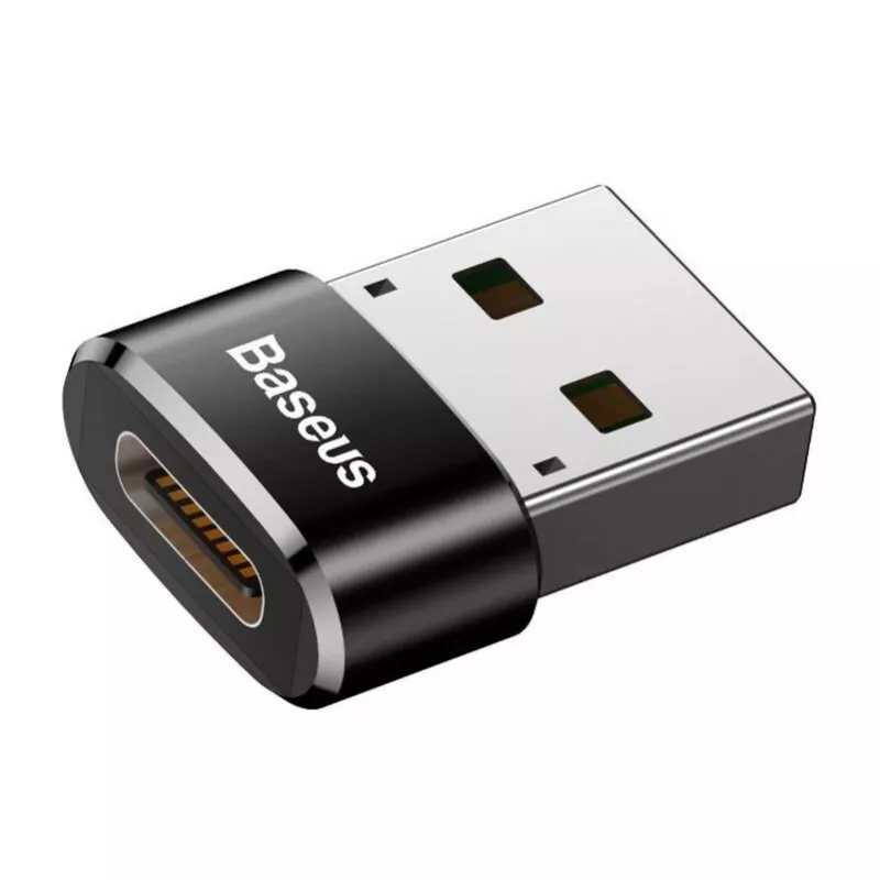 Baseus USB kištukas į Type-C lizdą adapterio keitiklis juodas