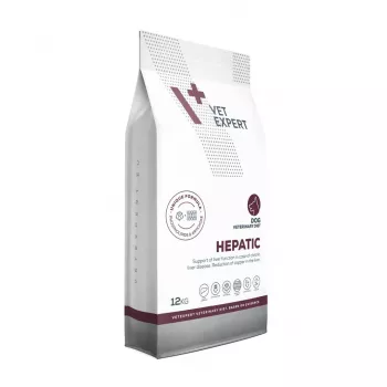 Sausas šunų maistas VETEXPERT Veterinary Diet Hepatic 12 kg — dietinis maistas kepenų veiklai palaikyti, mėsos skonio, suaugusiems šunims 10–15.9 kg