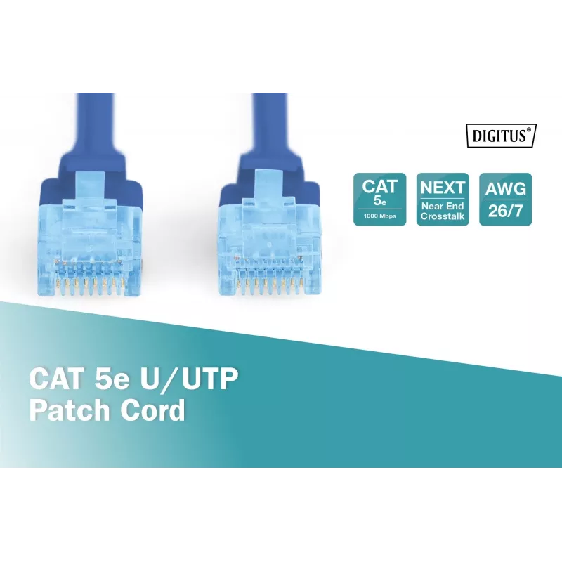 Pataisymo laidas U/UTP cat.5e PVC 3m mėlynas