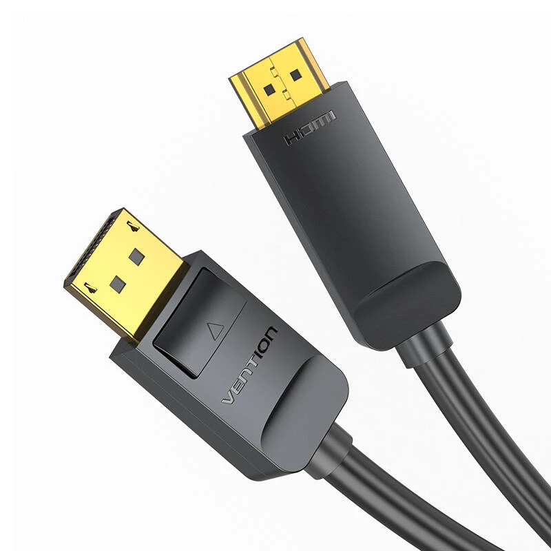 DisplayPort į HDMI kabelio adapteris Vention HAGBH, 2 m, juodas, 7 mm skersmuo