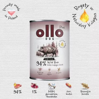 Ollo Plus Kolagen Wild Boar 400g šunų ėdalo skardinė