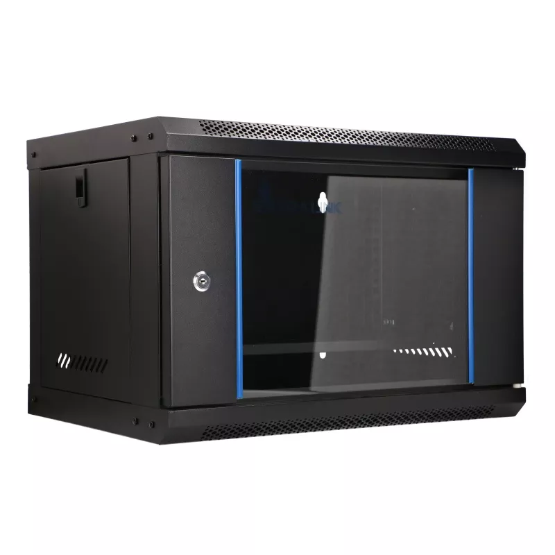 EXTRALINK LITE 6U 530X400 SIENINĖ MONTAVIMO SPINTA JUODA SU LENTYNA
