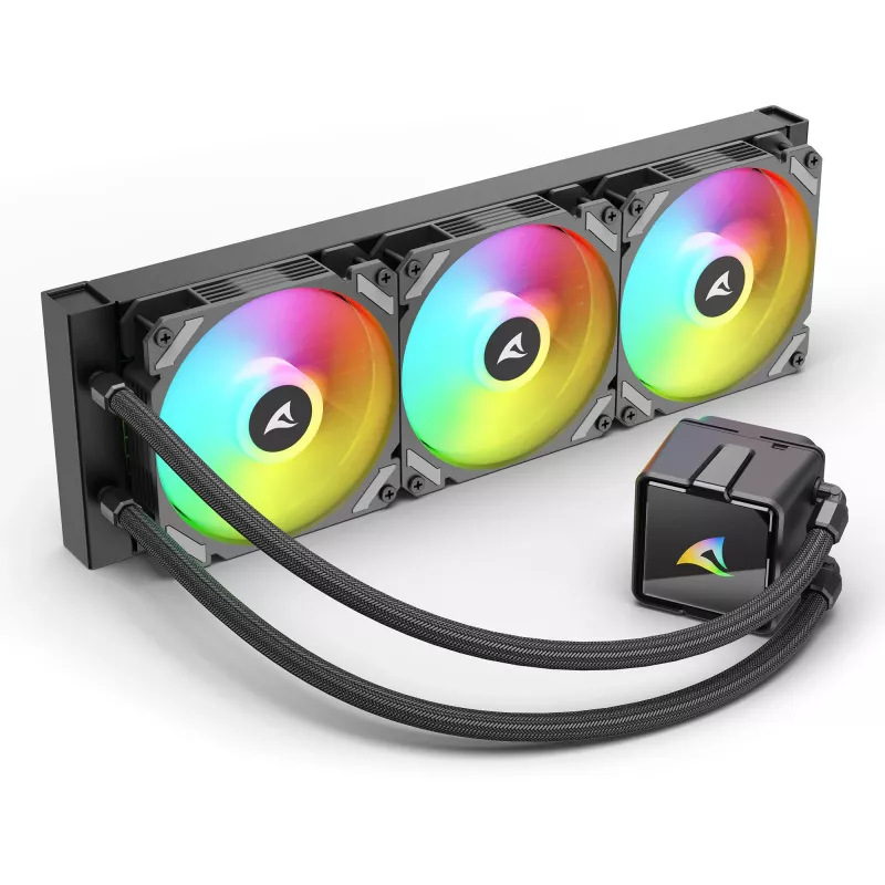 All-in-One Liquid CPU Cooler Sharkoon S60 ARGB — 360 mm radiatorius, 3×120 mm PWM ventiliatoriai, juodas