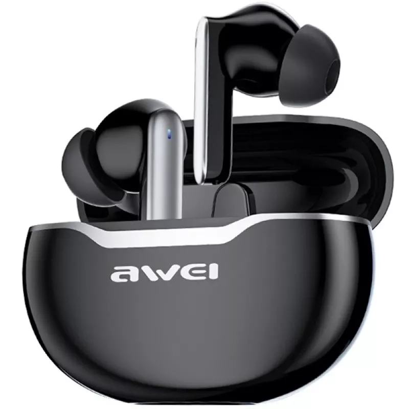 Awei ausinės Bluetooth 5.3 T50 TWS įkrovimo dėklas / juodos